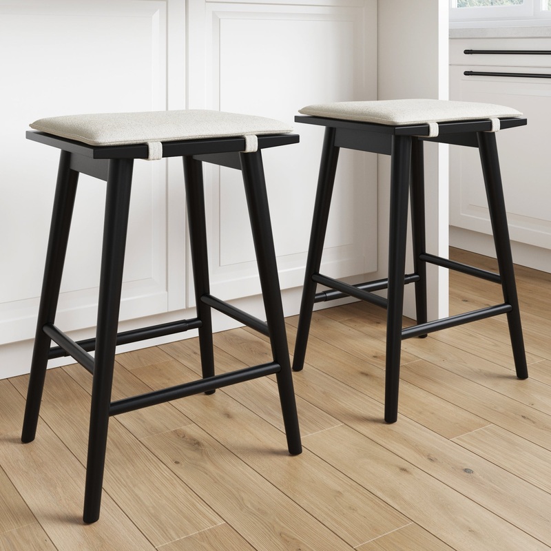 Boucle Counter Height Bar Stools Black (Set of 2)