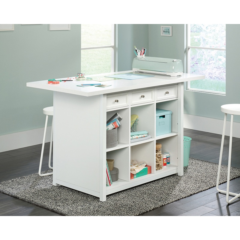 Craft Pro Series Craft Work Table with Storage White (421420)  Sauder