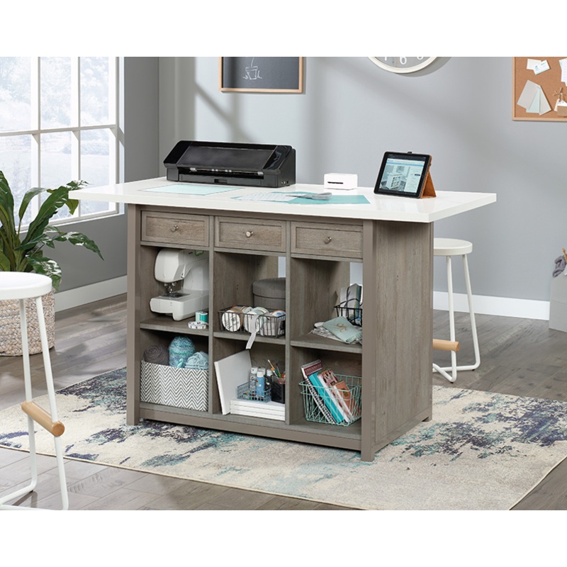 Craft Pro Work Table with Storage Mystic Oak (427156)  Sauder