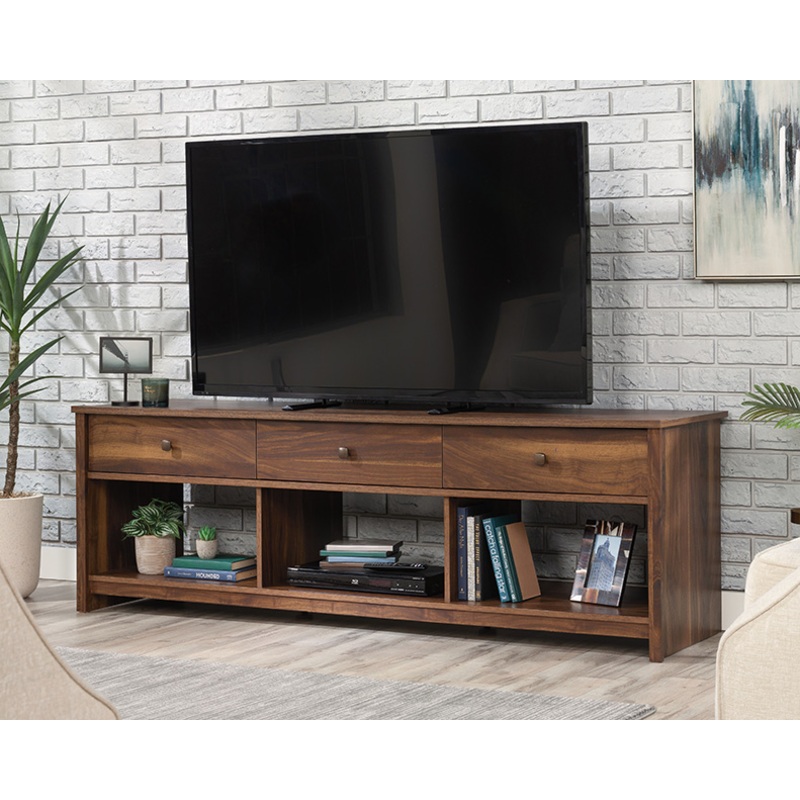 River Ranch TV Credenza with Drawers Grand Walnut (438274)  Sauder
