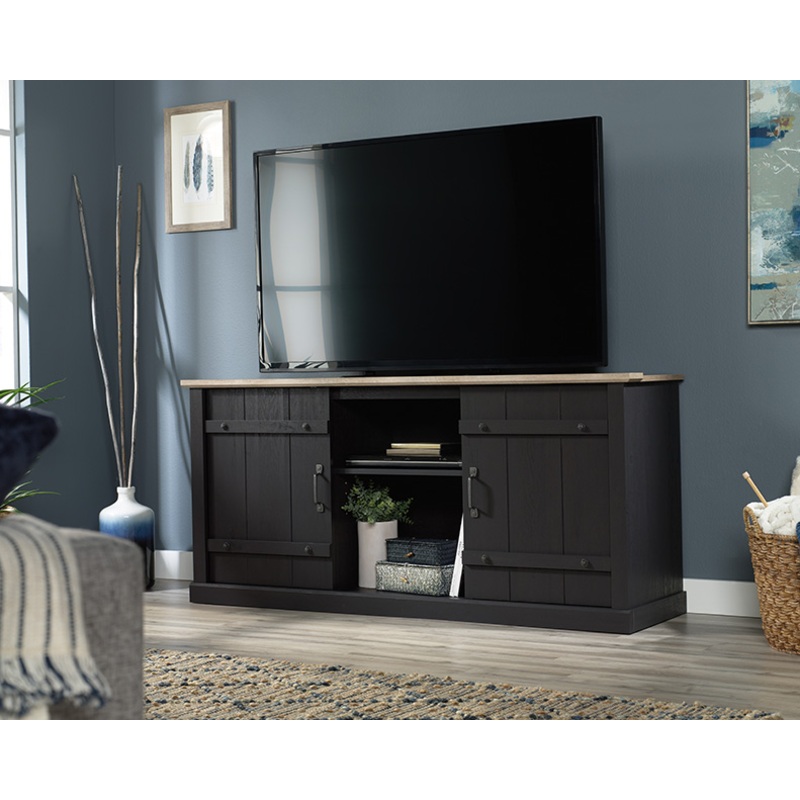 Sauder Select TV Credenza Raven Oak with Lintel Oak Accent (429346)  Sauder