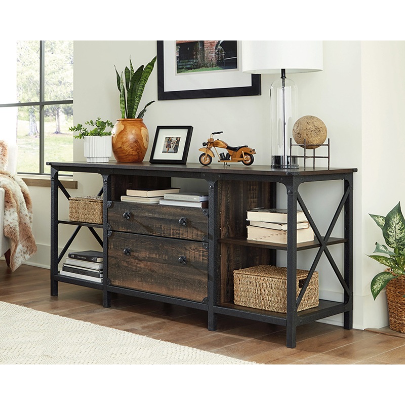 Steel River Industrial Credenza Carbon Oak (427853)  Sauder