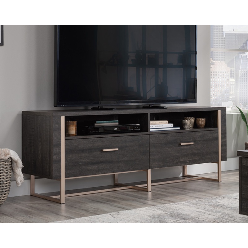 Walter Heights Modern TV Credenza Blade Walnut (433374)  Sauder