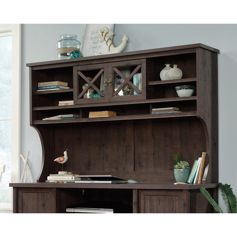 Costa Collection Oak Hutch with Glass Doors (422983)  Sauder