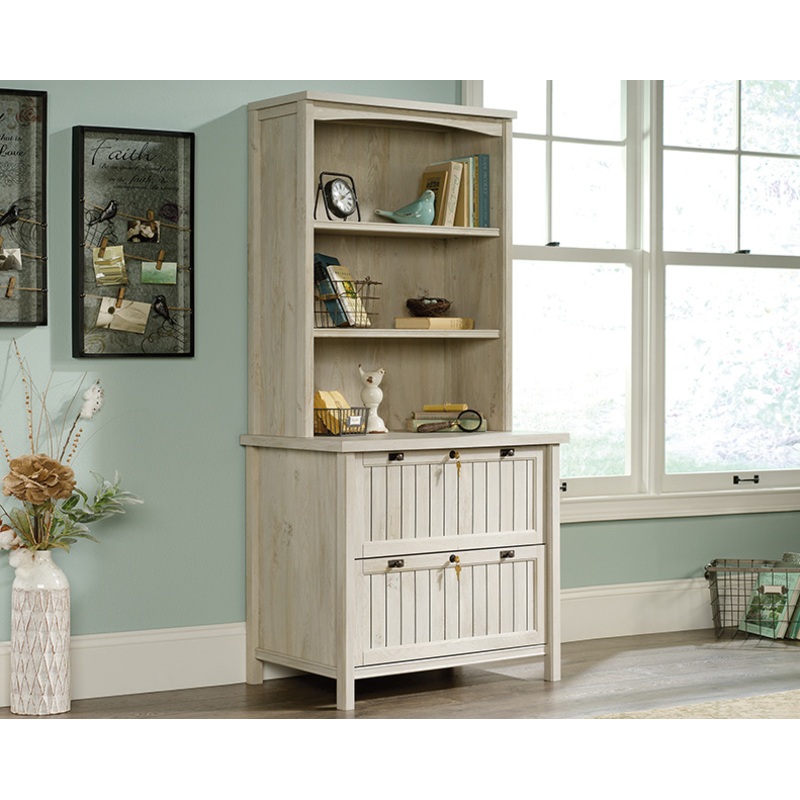 Costa File Cabinet with Hutch Chalked Chestnut (442787)  Sauder
