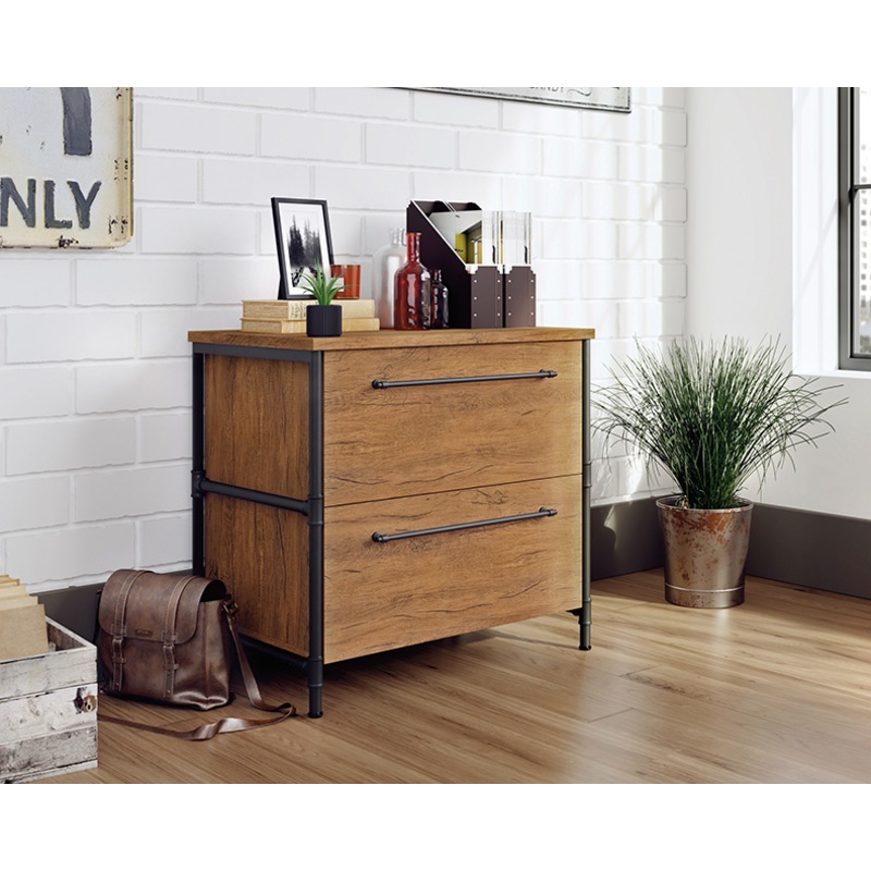 Iron City Lateral File Cabinet Checked Oak (427135)  Sauder