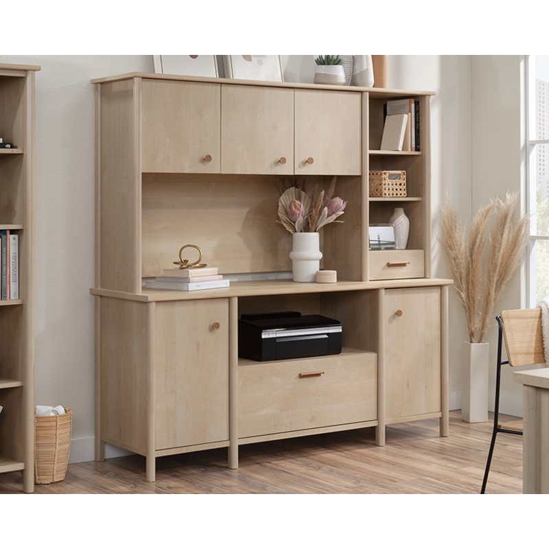 Whitaker Point Office Credenza with Hutch Natural Maple (443706)  Sauder