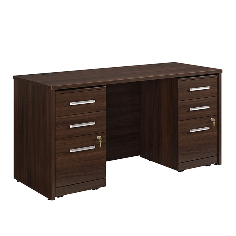 Affirm 60 x 24 Desk, 3-Drawer Ped File X2 Noble Elm (431843) – Sauder