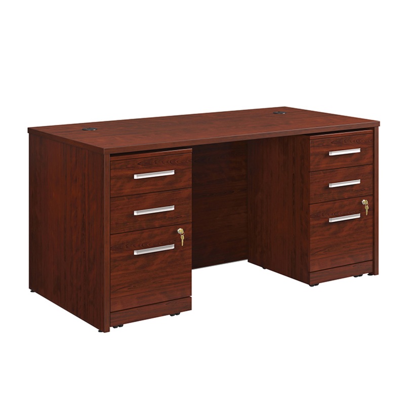 Affirm 60 x 30 Desk, 3-Drawer Ped File X2 Classic Cherry (431787) – Sauder