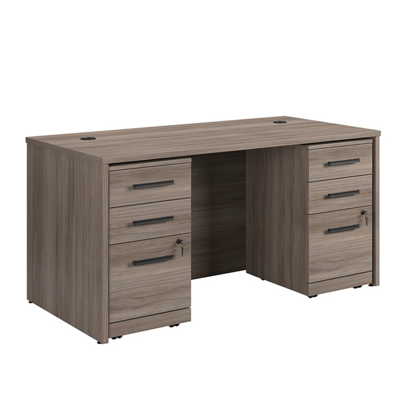 Affirm 60 x 30 Desk, 3-Drawer Ped File X2 Hudson Elm (431819) – Sauder