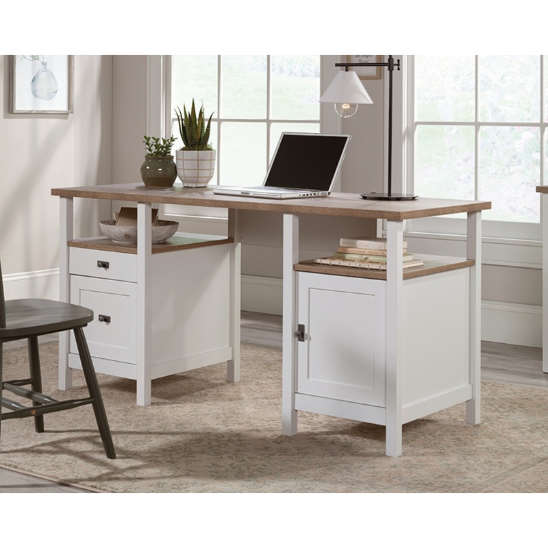 Cottage Road Double Pedestal Desk White (430056)  Sauder
