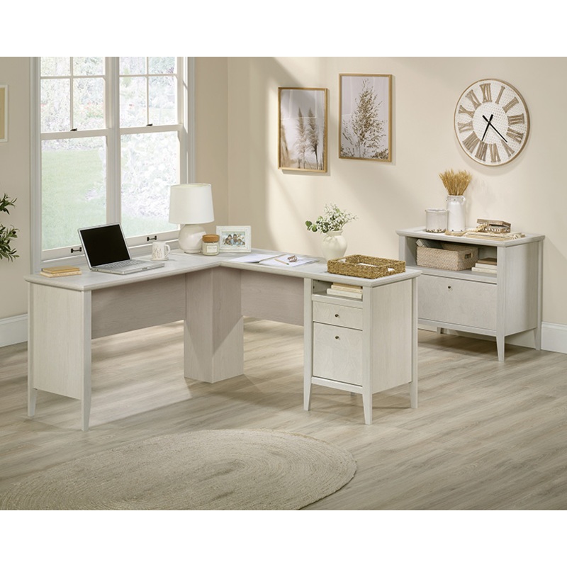 Larkin Ledge L-Shaped Desk & Lateral File Glacier Oak (443689)  Sauder