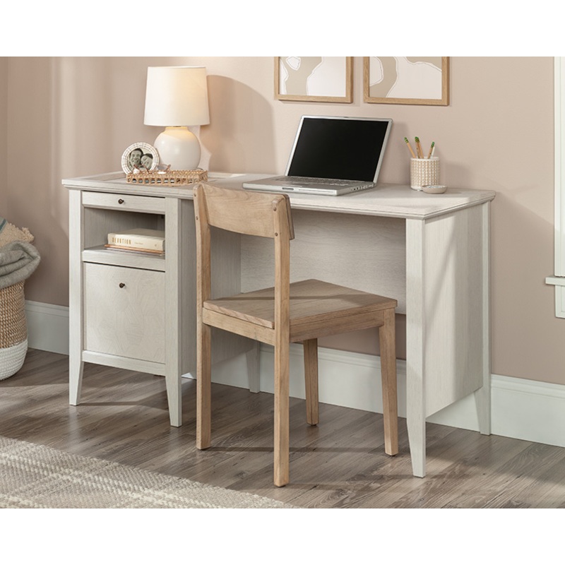 Larkin Ledge Single Pedestal Desk Glacier Oak (433624)  Sauder