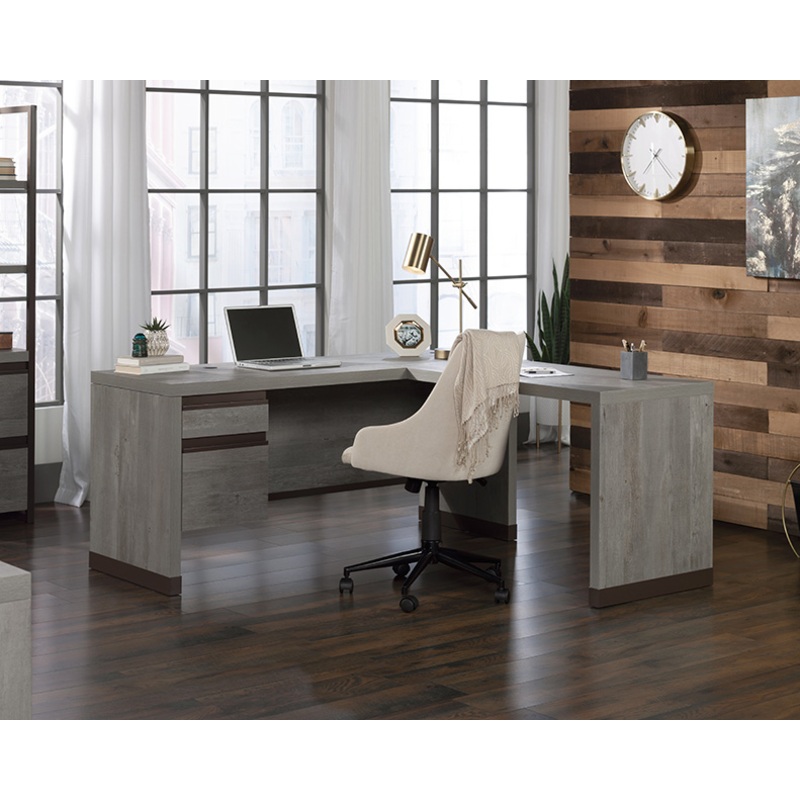 Manhattan Gate Modern L-Shaped Desk Mystic Oak (429257)  Sauder