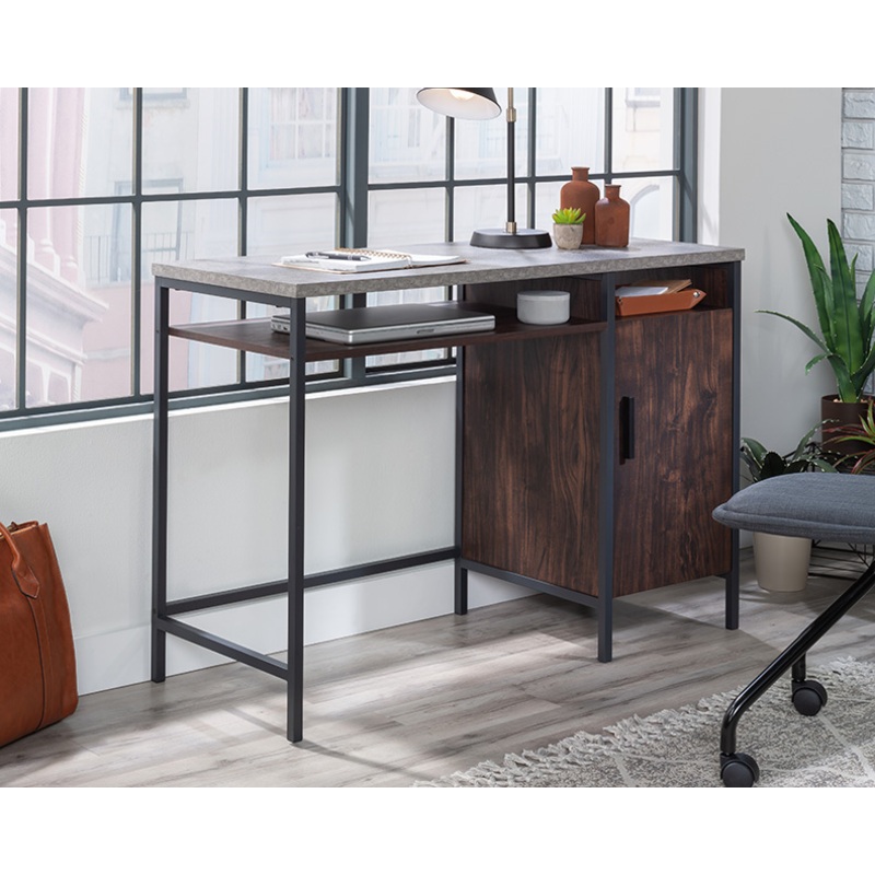 Market Commons Single Pedestal Desk Rich Walnut (431215)  Sauder