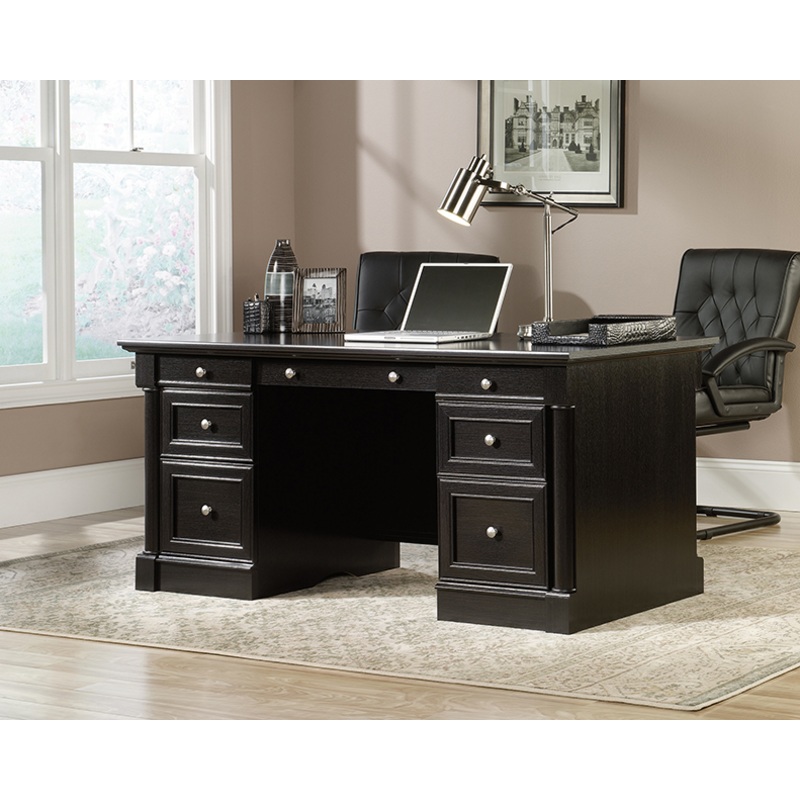 Palladia Double-Pedestal Executive Desk Wind Oak (416513)  Sauder