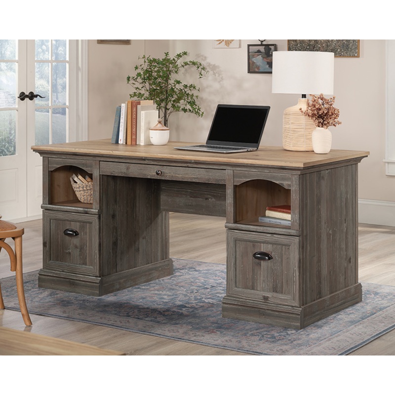 Sonnet Springs Executive Pedestal Desk Pebble Pine (434922)  Sauder