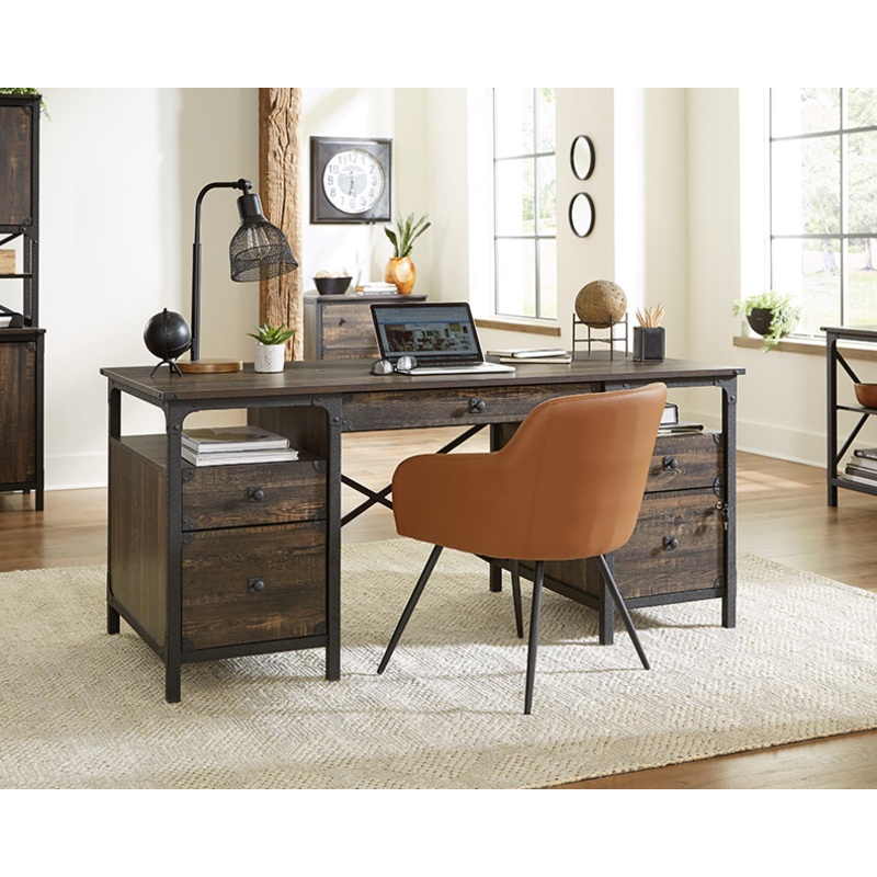 Steel River Executive Desk Carbon Oak (427854)  Sauder