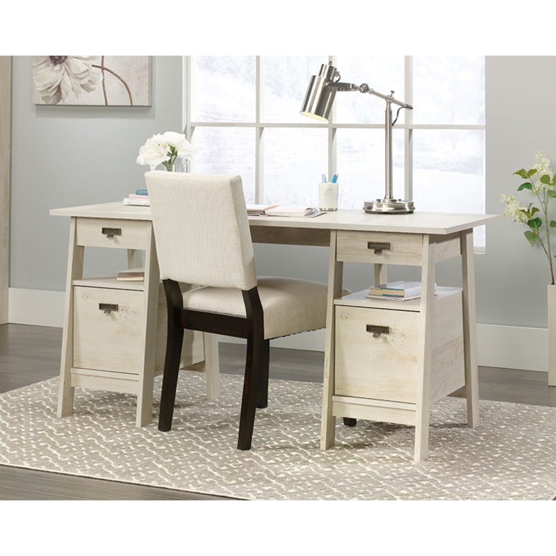 Trestle Executive  Desk with Storage  Chestnut Fiinish (424128)  Sauder