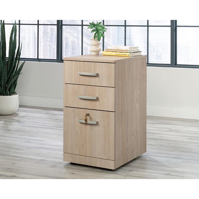 Via 3-Drawer Pedestal File Cabinet Harvest Walnut (441408)  Sauder