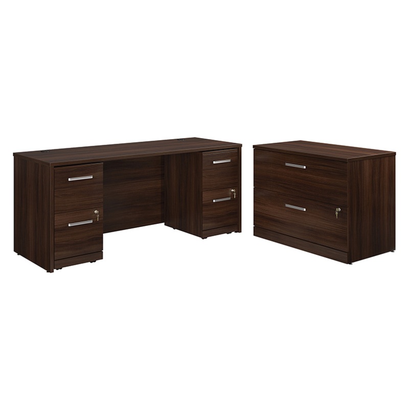 Affirm 72 Desk, Lat File, 2-Drw Ped X2 Noble Elm (431505) – Sauder