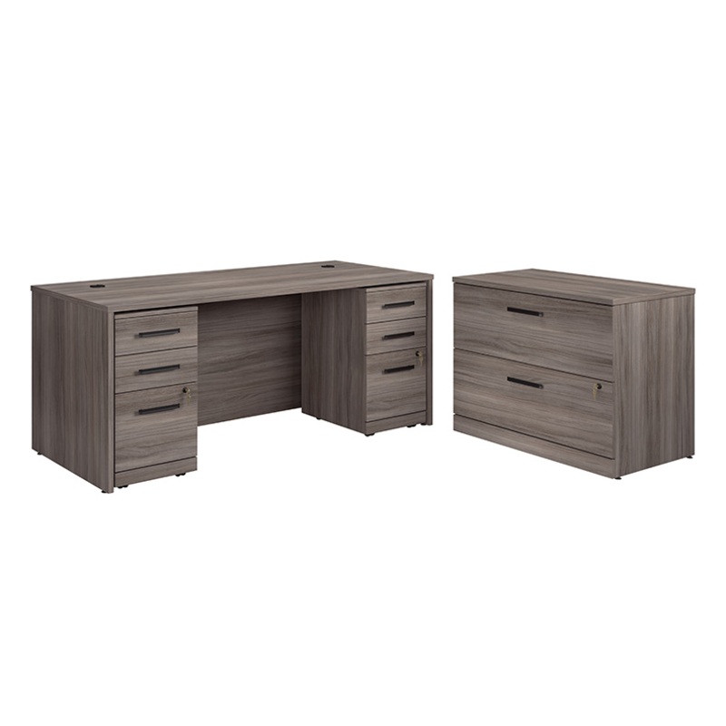 Affirm 72 Desk, Lat File, 3-Drw Ped X2 Hudson Elm (431515) – Sauder