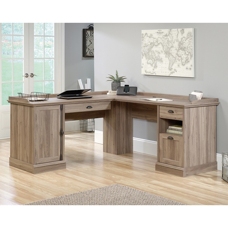 Barrister Lane L-Shaped Desk Salt Oak (418270)  Sauder