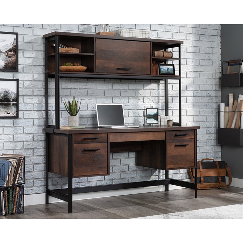 Briarbrook Computer Desk with Hutch Barrel Oak (443699) – Sauder