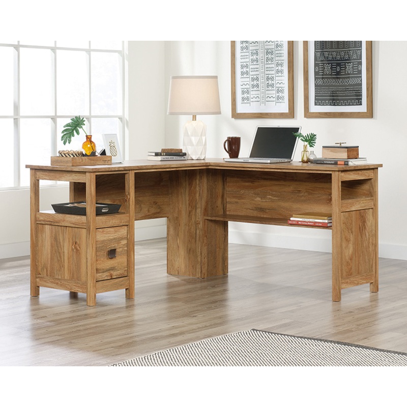 Cannery Bridge L-Shaped Office Desk Sandoori Mango  (424198)  Sauder
