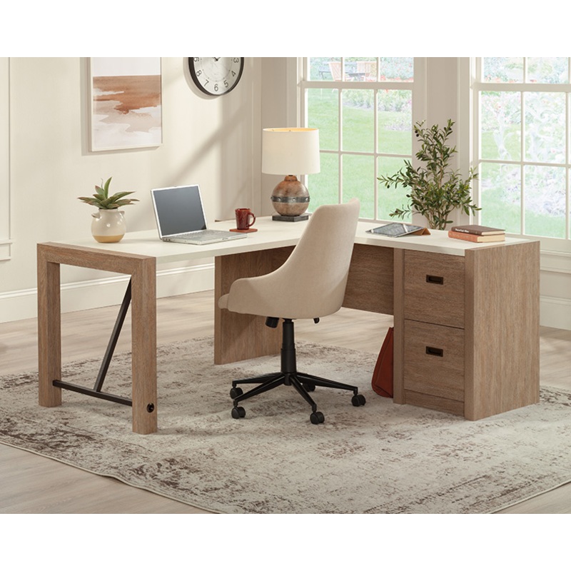 Dixon City L-Shaped Office Desk Brushed Oak (432896)  Sauder