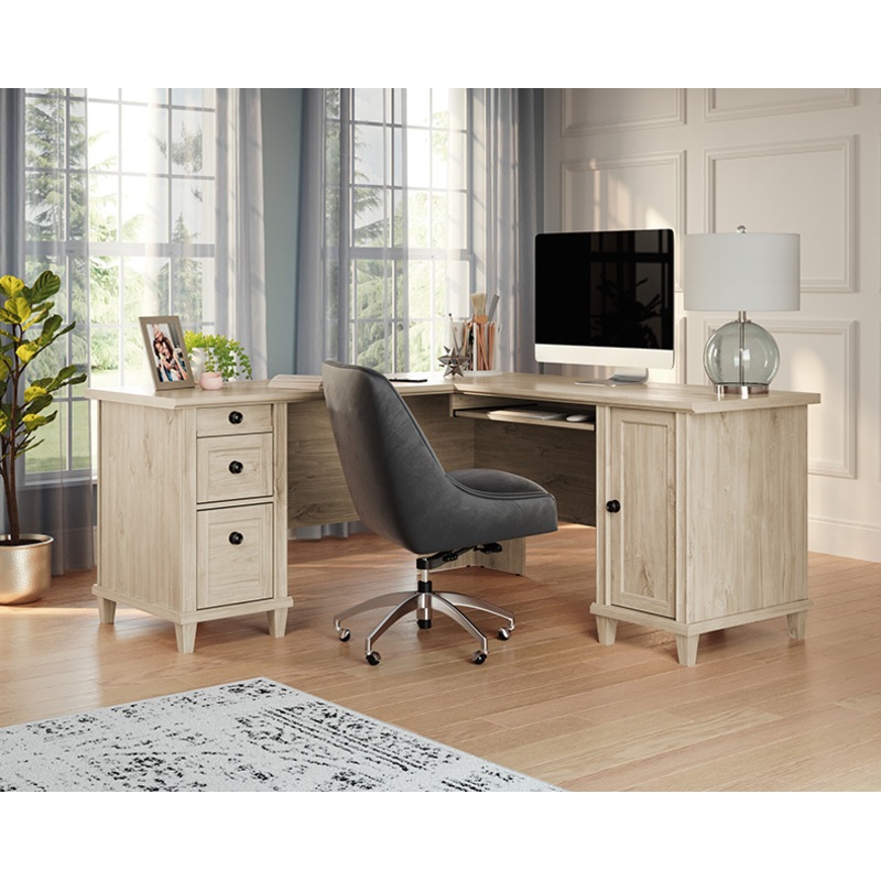 Hammond L-Shaped Home Office Desk Chalk Oak (428243)  Sauder