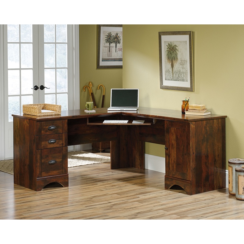 Harbor View Corner Computer Desk Curado Cherry (420474)  Sauder