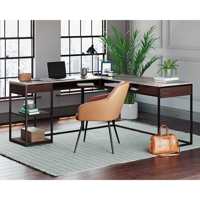 International Lux L-Shaped Desk Umber Wood (430358)  Sauder