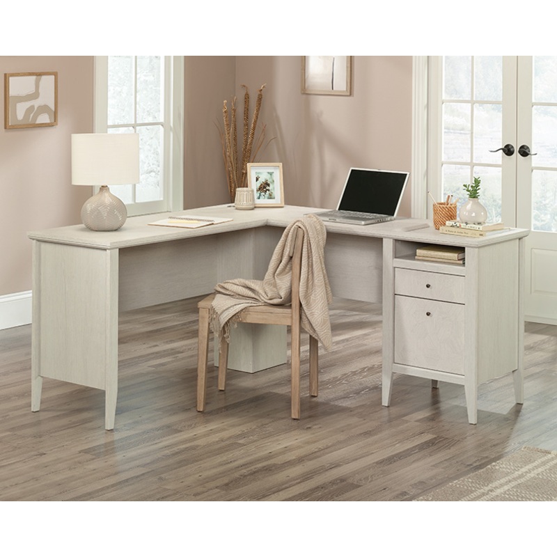 Larkin Ledge L-Shaped Desk Glacier Oak (433588)  Sauder