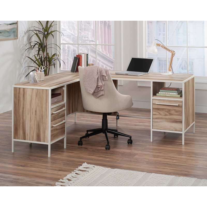 Nova Loft L-Shaped Home Office Desk Kiln Acacia (433800)  Sauder