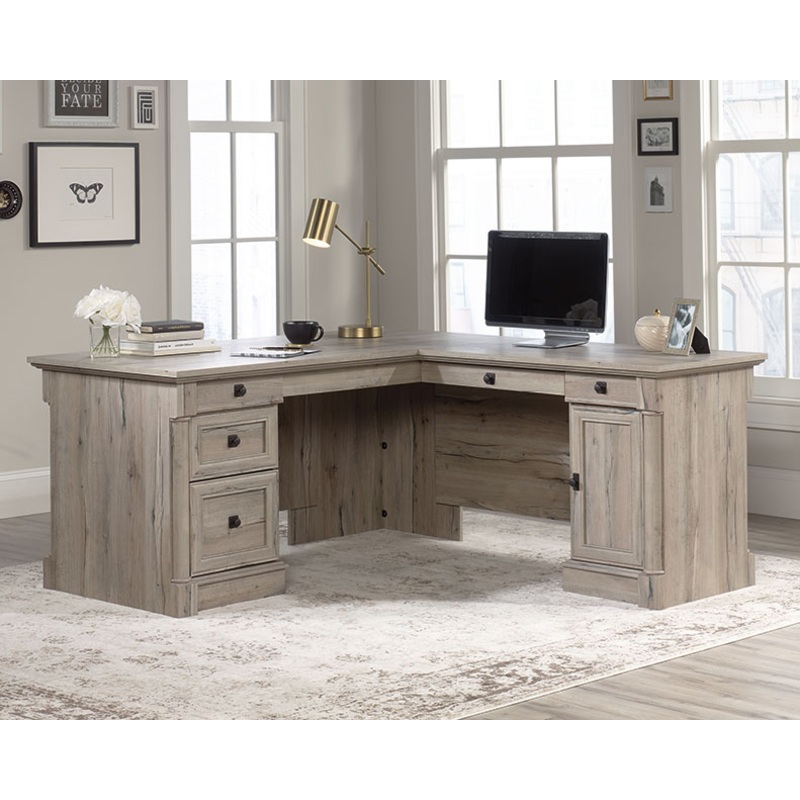 Palladia L-Shaped Home Office Desk Split Oak (424811)  Sauder