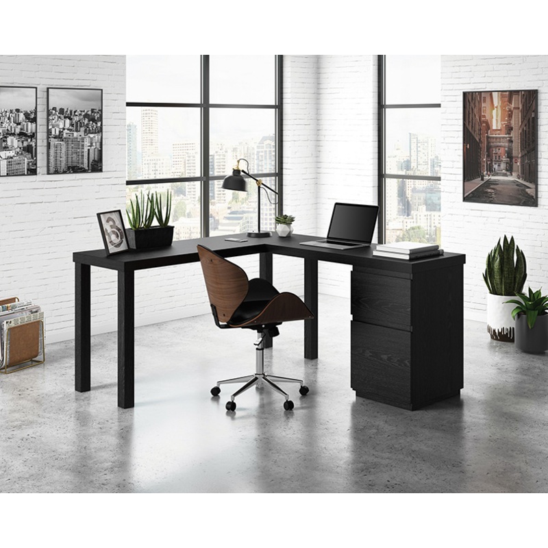 Sauder Select L-Shaped Desk with File Drawer Bourbon Oak (427975)  Sauder