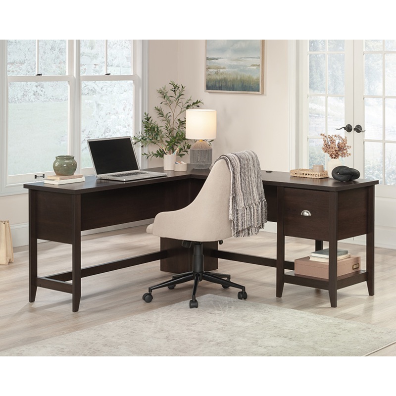 Summit Station L-Shaped Desk Cinnamon Cherry (435233)  Sauder