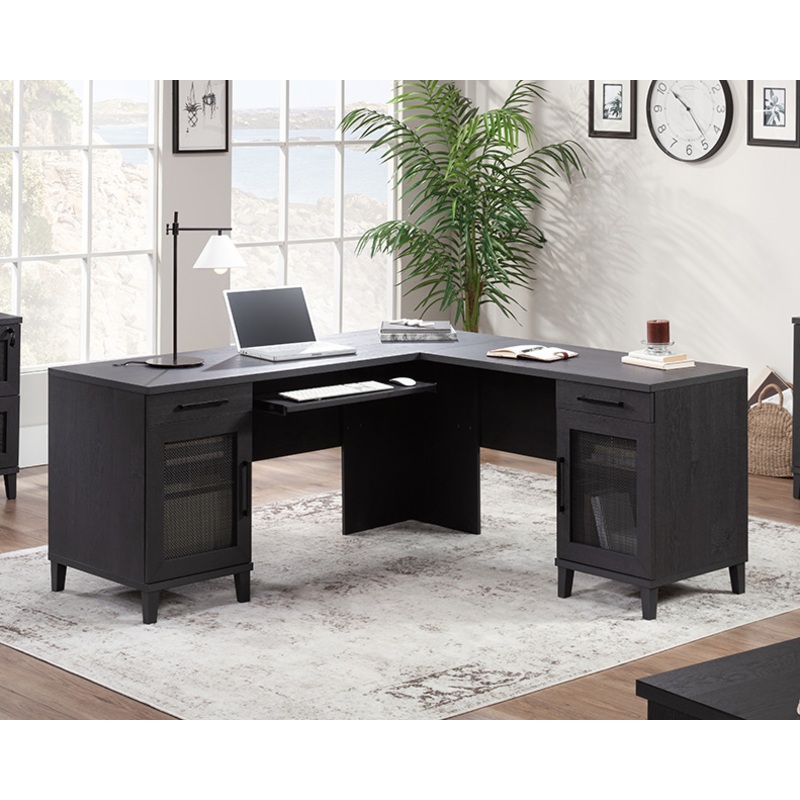 Tiffin Line L-Shaped Desk Raven Oak (433262)  Sauder