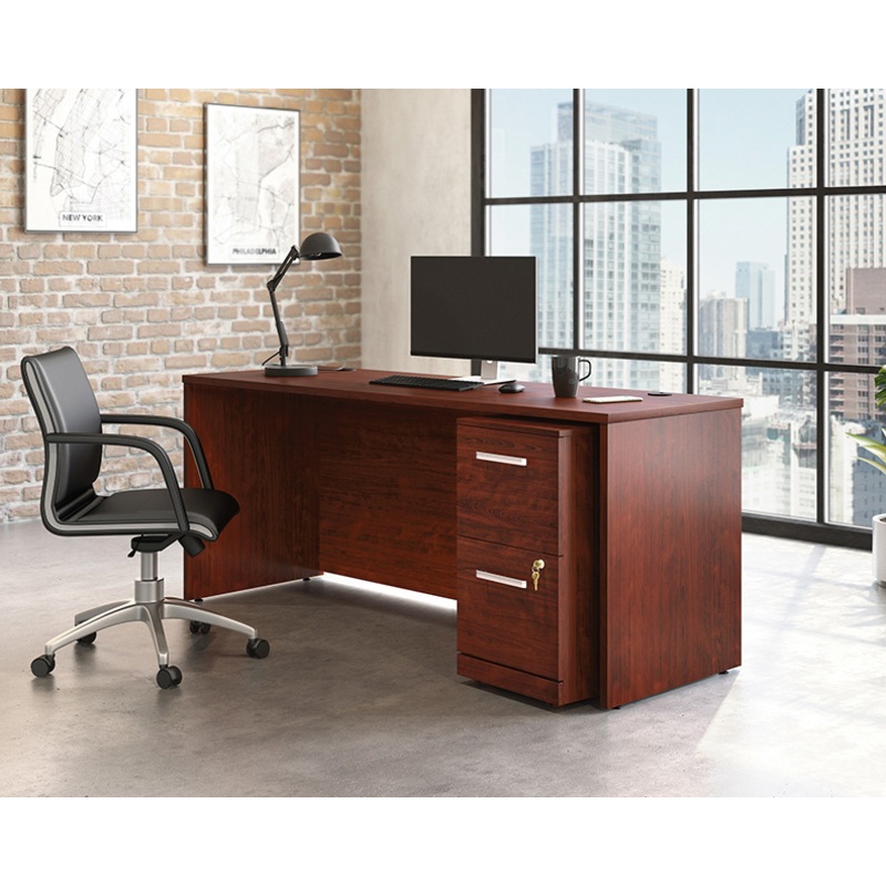 Affirm 72 Desk, 2-Drw Ped File Cabinet Classic Cherry (430200) – Sauder