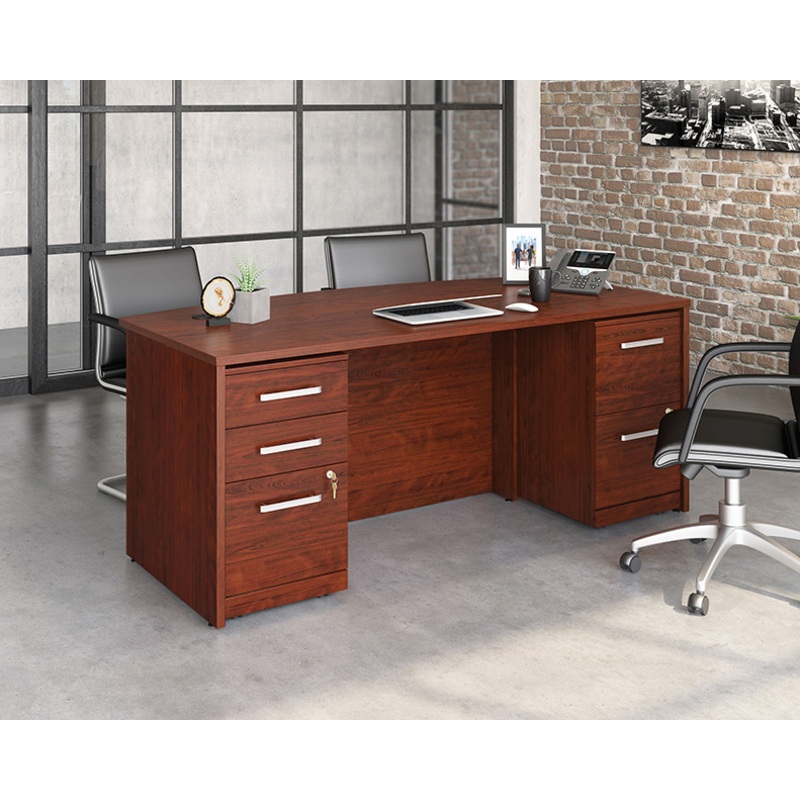 Affirm Executive Desk, 2-Drw & 3-Drw Ped Classic Cherry (430217) – Sauder