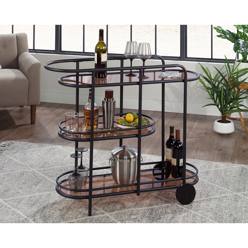 Coral Cape Modern Metal Bar Cart Black (433241)  Sauder