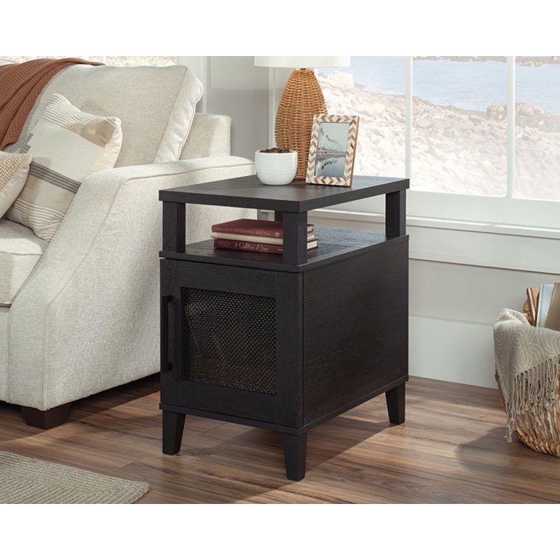 Tiffin Line Side Table with Door Raven Oak (433509)  Sauder
