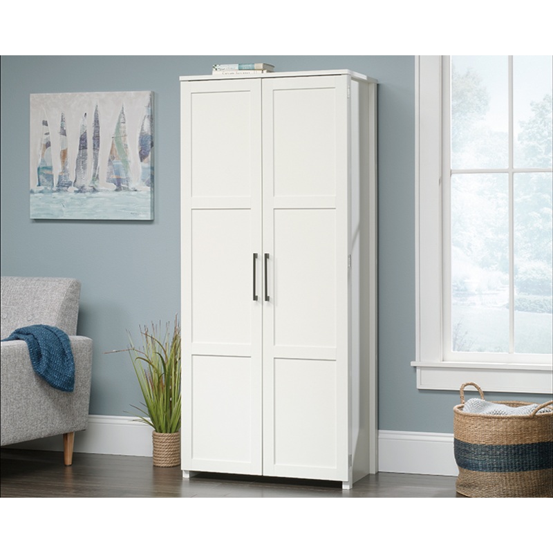 HomePlus Two Door Storage Cabinet White Finish (424001)  Sauder