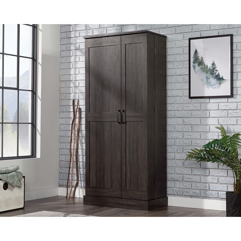 Sauder Select 2-Door Swing Out Storage Cabinet Blade Walnut (433282)  Sauder