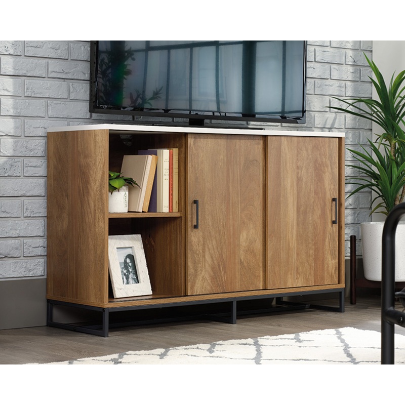 Tremont Row Modern Credenza TV Stand Sindoori Mango with White Accents (427969)  Sauder