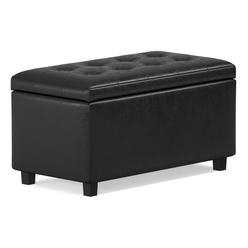 Storage Ottomans Cosmopolitan Storage Ottoman in Distressed Vegan Leather