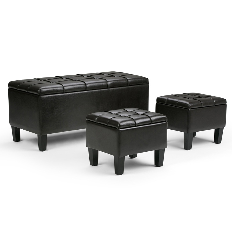 Storage Ottomans Dover 3 Pc Storage Ottoman in Vegan Leather