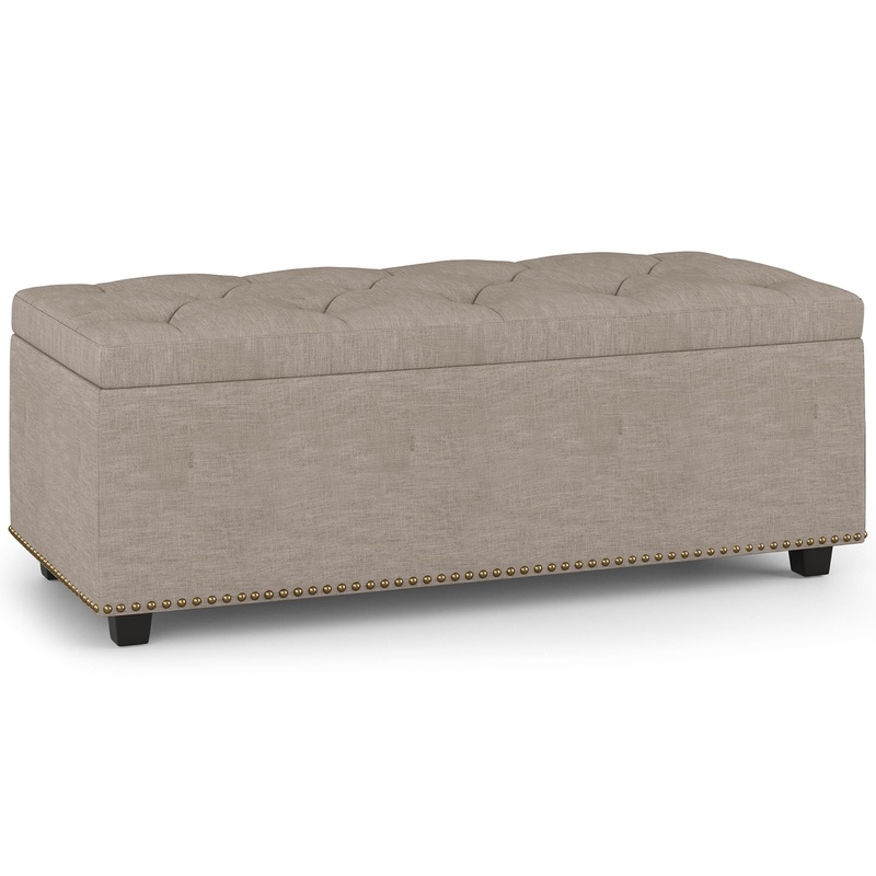 Storage Ottomans Hamilton Lift Top Storage Ottoman in Linen Style Fabric