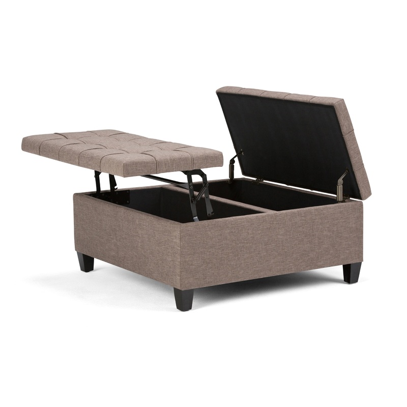 Storage Ottomans Harrison Coffee Table Ottoman in Linen